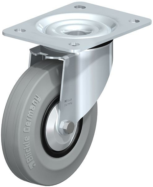 Blickle L-VPP 140G-SG-FA Stahlblech-Lenkrolle, mittelschwere Ausführung, mit Anschraubplatte, Vollgummi, Schwarz, 749523