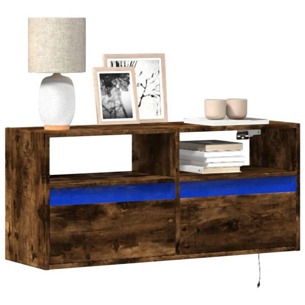 vidaXL TV-Wandschrank mit LED-Beleuchtung Räuchereiche 100x31x45 cm, 852338