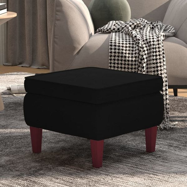 vidaXL Hocker mit Holzbeinen Schwarz Samt, 329463