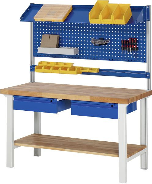 RAU Werkbank 7002I7, B1500xT700xH840mm, Ablageboden Buche, 2xSchublade-TA, 03-7002I7-157R4S.11