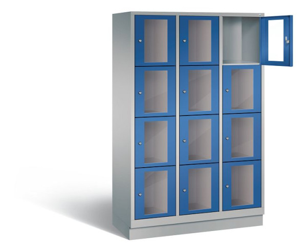C+P Schließfachschrank Classic, H1800xB1200xT500mm, Farbe: Weißaluminium / Enzianblau, 8020A324 S10011