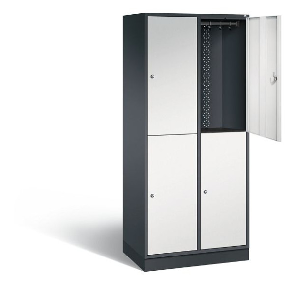 C+P Spind doppelstöckig XL Intro, H1950xB820xT490mm, Farbe: Schwarzgrau / Lichtgrau, 8270-202 S10039