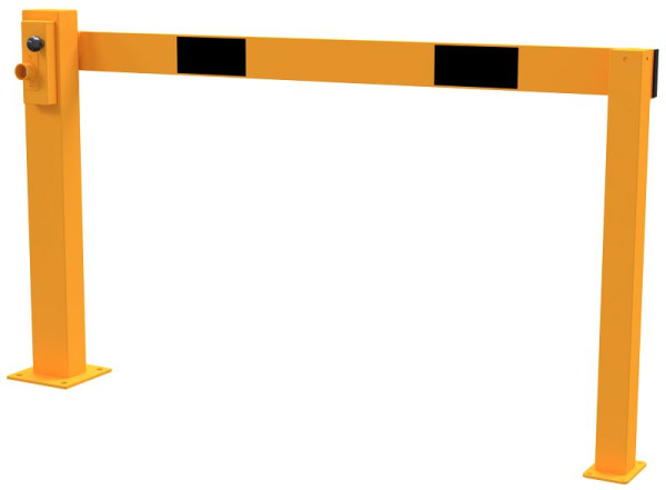 Schake Kompakte Handschranke 1,5m mit fester Auflagestütze, gelb / schwarz, mit Dreikantverschluss, 4011_150FPBG