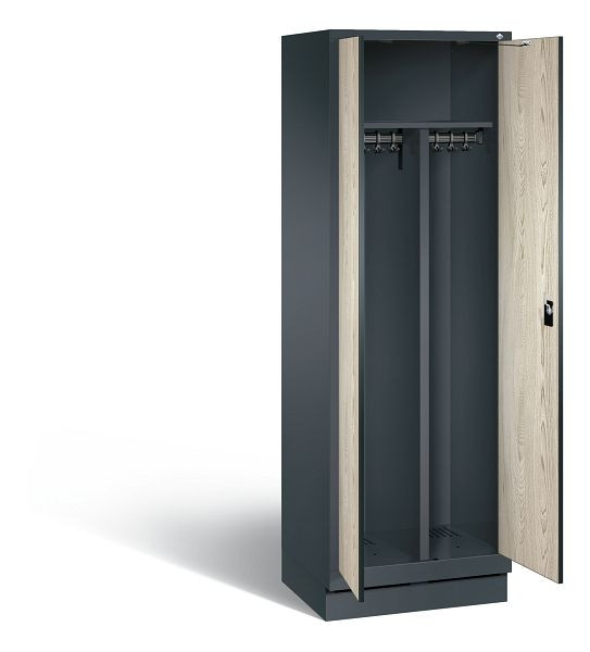 C+P Schwarz-Weiss-Spind Evolo, H1800xB610xT500mm, Farbe: Anthrazitgrau / Dekor Sen-Esche, 48022-20 S10344