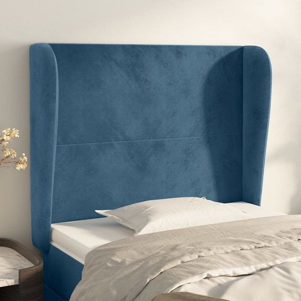 vidaXL Kopfteil mit Ohren Dunkelblau 103x23x118/128 cm Samt, 3117722