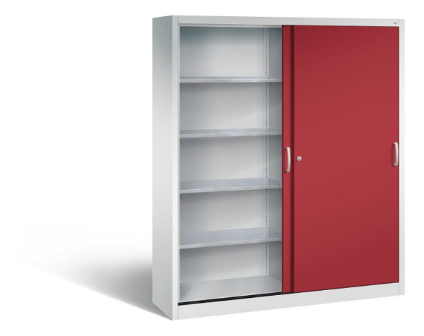 C+P Schiebetürenschrank Acurado, H1950xB1600xT400mm, Farbe: Lichtgrau / Rubinrot, Bügelgriff, 2149-00 S10053