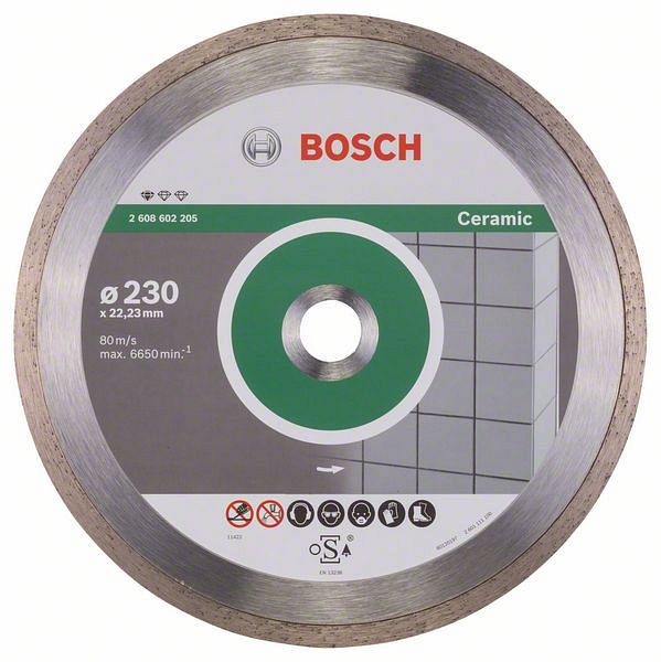 Bosch Diamanttrennscheibe Standard for Ceramic, 230 x 22,23 x 1,6 x 7 mm, 2608602205