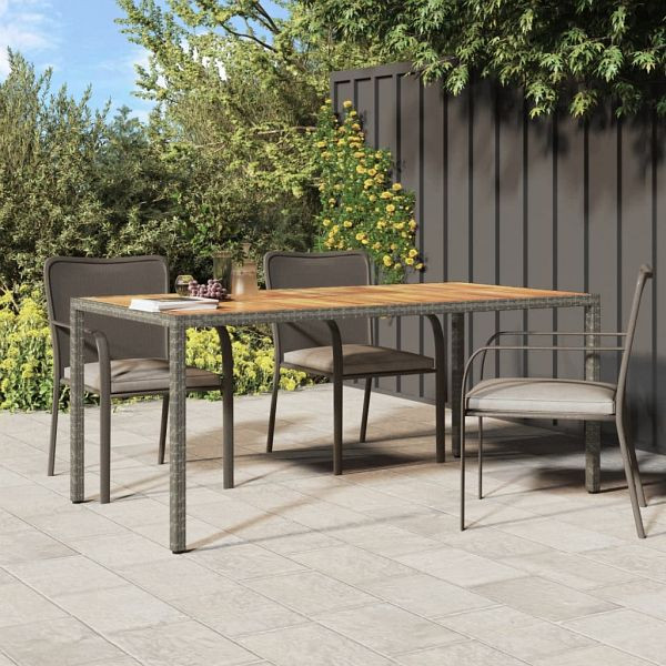 vidaXL Gartentisch 190x90x75 cm Poly Rattan und Akazienholz Grau, 316723