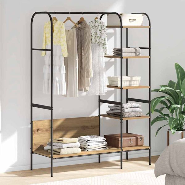 vidaXL Kleiderständer mit Regal Beige 120 x 44 x 160 cm Holzwerkstoff, 868450