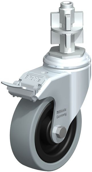 Blickle LKRA-VPA 101K-11-FI-E17 Apparate-Lenkrolle mit Expander & Feststeller, Vollgummi, Grau, 623926