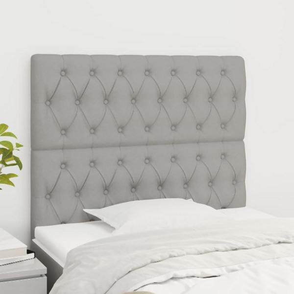 vidaXL Kopfteile 2 Stück Hellgrau 100x7x78/88 cm Stoff, 3116658