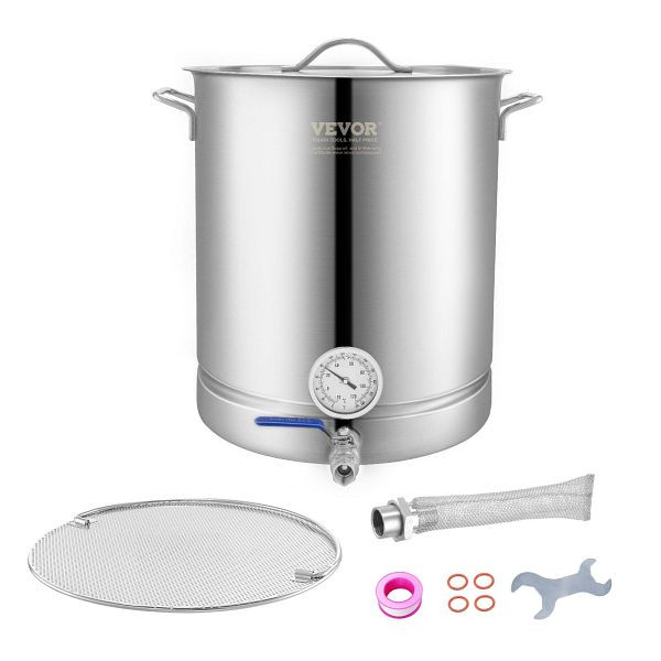 VEVOR Braukessel Bierbrauanlage Heimbrauanlage 16 Gal. Thermometer Gärtopf, DWDJQFNJH16JRL3FKV0