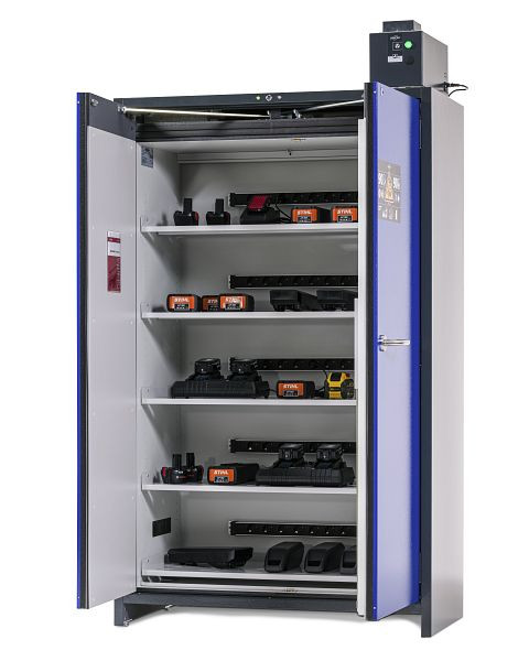 asecos Lithium-Ionen Akku-Ladeschrank, SmartStore-Pro, 5 Fachböden, Breite 1200 mm, 327440