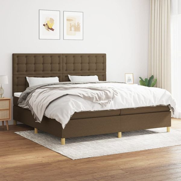 vidaXL Boxspringbett mit Matratze Dunkelbraun 200x200 cm Stoff, 3142684