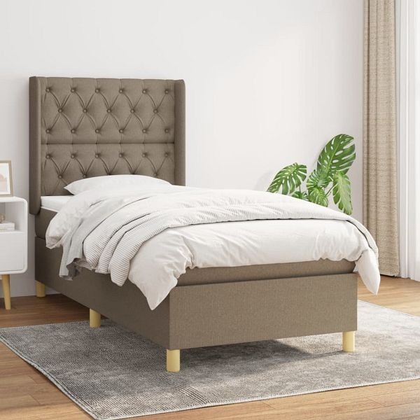 vidaXL Boxspringbett mit Matratze Taupe 80x200 cm Stoff, 3132189