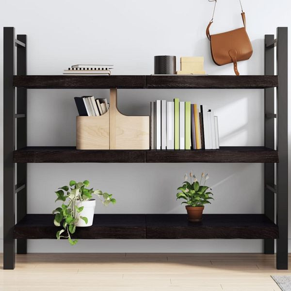 vidaXL Wandregal Dunkelbraun 140x60x(2-6)cm Massivholz Eiche Behandelt, 363827
