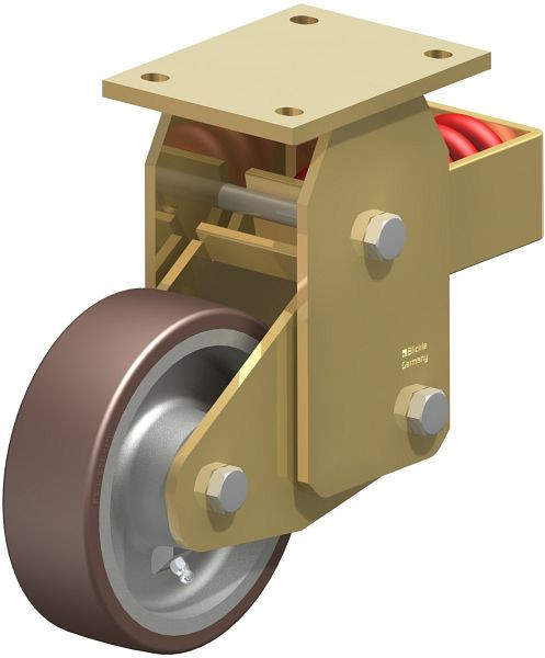 Blickle BSFN-GB 160K Stahlgeschweißte Schwerlast-Bockrolle mit Stahlfeder, Blickle Besthane®, Braun, 743915