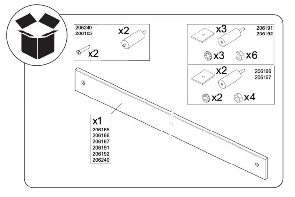 ZANUSSI rechter und linker Handlauf, für Serie EVO 700, Breite in mm: 660, T gesamt in mm: 50, 406206240