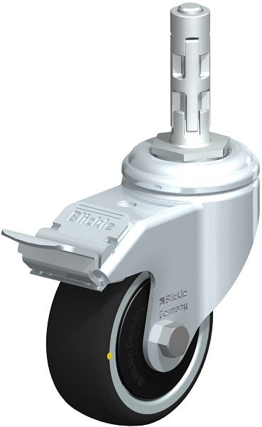 Blickle LKRA-PATH 80K-11-FI-ELS-FK-E11 Apparate-Lenkrolle mit Expander & Feststeller, Thermoplastisches Polyurethan, Grau, 848713