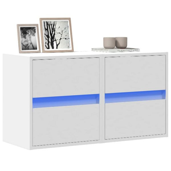 vidaXL TV-Wandschränke mit LED-Beleuchtung 2 Stk. Weiß 41x31x45 cm, 852272