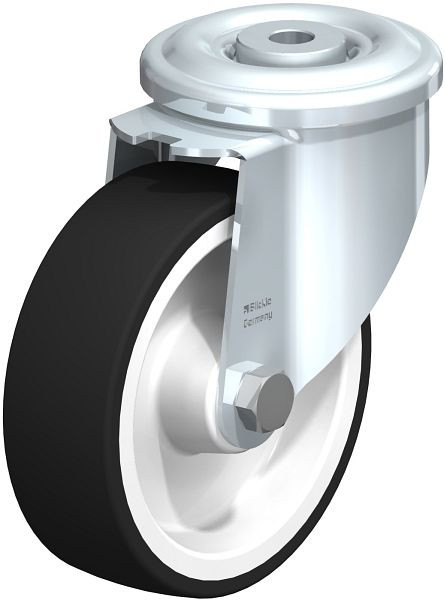 Blickle LKR-POTH 125R Stahlblech-Lenkrolle, schwere Ausführung, mit Rückenloch, Thermoplastisches Polyurethan, Grau, 522813