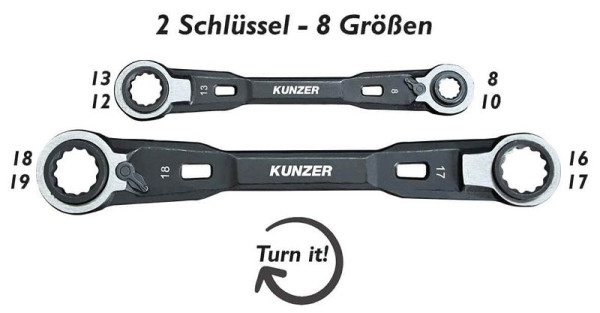 Kunzer Ratschen-Ringschlüsselsatz, 4-1 (2-teilig), 7RRS02