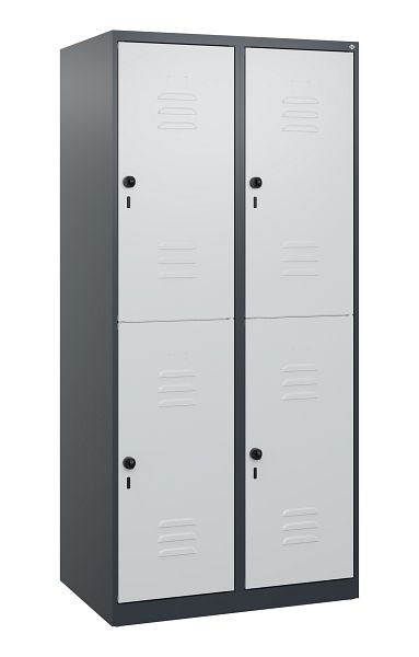 C+P Doppelstöckiger Spind Classic PLUS, 2 Abteile, 1700x800x500mm, 7016/7035, Drehriegel, 0803007-22 S10011