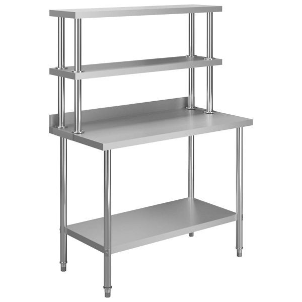 vidaXL Küchen-Arbeitstisch mit Aufsatzboard 120×60×93 cm Edelstahl, 3054471