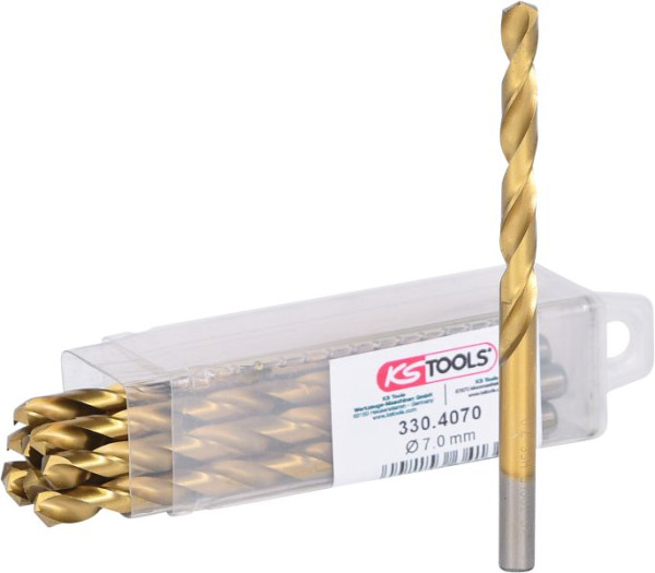 KS Tools HSS TiN Spiralbohrer, 7mm, VE: 10 Stück, 330.4070