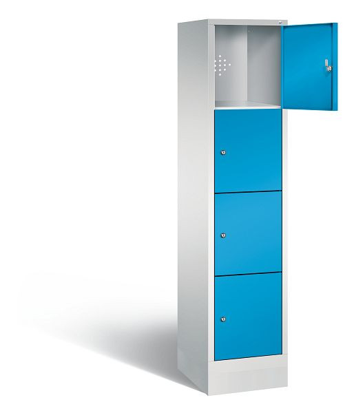 C+P Stahl-Ladeschrank Evolo, 4 Fächer, H1800xB420xT500 mm, Lichtgrau/Lichtblau, 48020-1204EB S10014