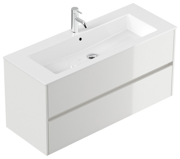 Posseik Badmöbel Limes & Waschtisch 120cm 2 Greifraum SoftClose Auszüge weiß Hgl, PN0004X0000002DE