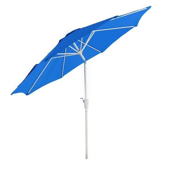 Mendler Sonnenschirm N18, Gartenschirm, Ø 2,7m neigbar Polyester/Alu 5kg, blau, 17221
