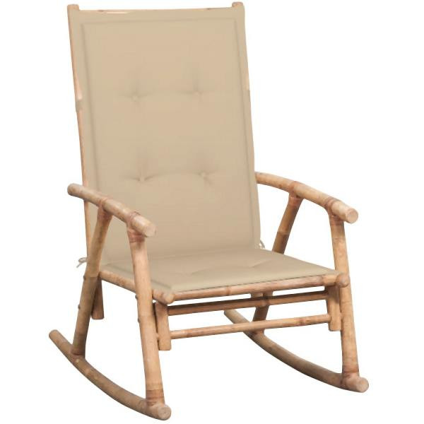 vidaXL Schaukelstuhl mit Auflage Bambus, Polyester, 3063906
