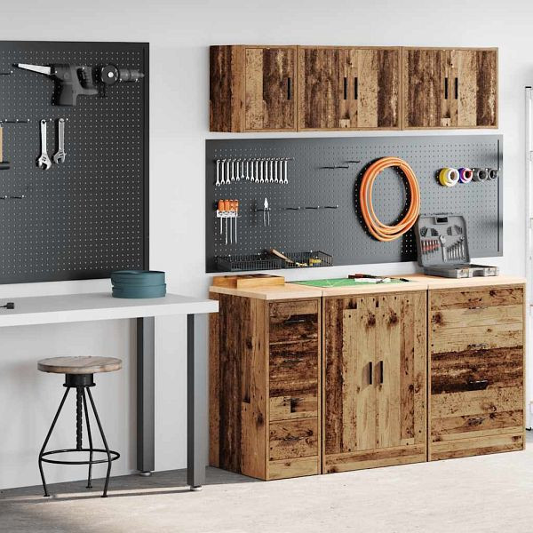 vidaXL Garagenschränke 2 Stk. Altholz-Optik Holzwerkstoff, 3328321