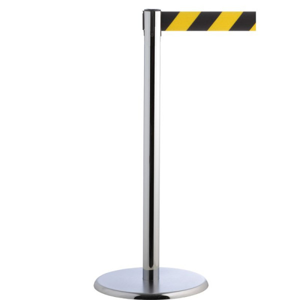 Stein HGS Personenleitsystem -P-Line Future-, Metall/ verchromt, schwarz/gelb diagonal (schraffiert), mit Gurtendstück (Standard), Gurtlänge: 4 m, 15700-1702