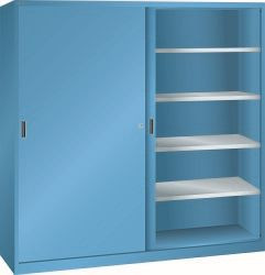 LISTA Schiebetürschrank (BxTxH) 2000x500x1950mm KEY Lock, Lichtblau, 8 Verstellböden, Vollblechtür, 58.784.010