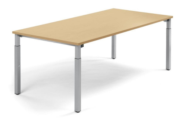 Deskin Konferenztisch System MODUL, Buchedekor, 2000 x 1000 x 650 mm, Gestell: Alusilber RAL 9006, 349221