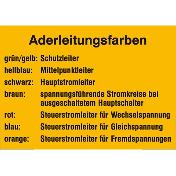 Stein HGS Elektrokennzeichnung/Hinweisschild, Aderleitungsfarben, 21.0743