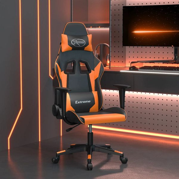 vidaXL Gaming-Stuhl mit Massagefunktion Schwarz und Orange Kunstleder, 345451