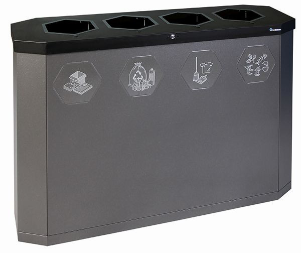 stumpf Sixco 4 smart Recycling-Station, eisenglimmer DB 703, 830x1200x355 mm (HxBxT), 565-180-03