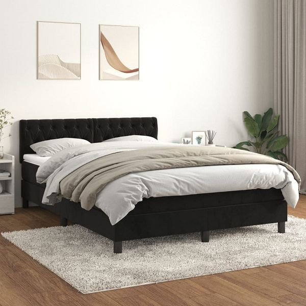 vidaXL Boxspringbett mit Matratze Schwarz 140x200 cm Samt, 3141487