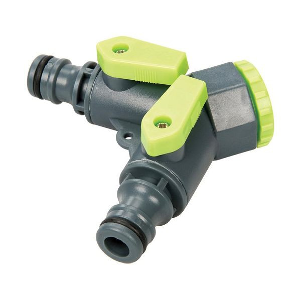 Silverline 2-Wege-Wasserhahn-Verteiler, 3/4 Zoll BSP auf 1/2 Zoll, 444072