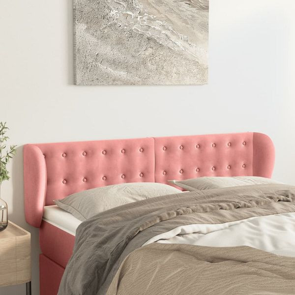 vidaXL Kopfteil mit Ohren Rosa 147x23x78/88 cm Samt, 3117631