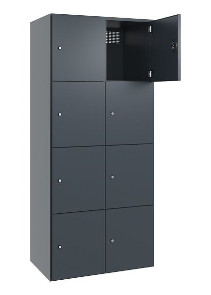 C+P Stahl-Schließfachschrank FlexOffice Prefino, 2 Abteile, H1850B800T525 mm, Anthrazitgrau, 46080-220404 S10002