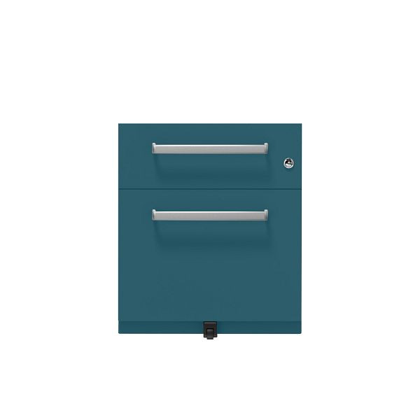 Bisley Rollcontainer Note™, 2 Schubladen, Tiefe 565 mm, Designgriff, 653 ozeanblau, NWH59M7SF653