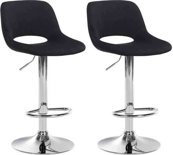 CLP Barhocker Camden Samt chrom, schwarz, VE: 2 Stück, 325151