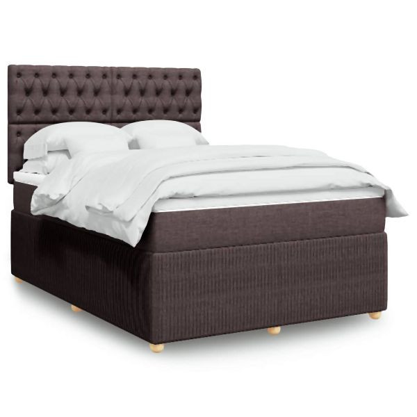 vidaXL Boxspringbett mit Matratze Dunkelbraun 140x190 cm Stoff, 3292061