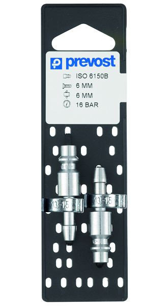 Prevost 2 Nippel-Set für Schlauchanschluss + Ohrklemme Iso B auf Lochplatten, für Schlauch mit Innendurchmesser 8 + 10 mm, VE: 2 Stück, CEI6 808810P