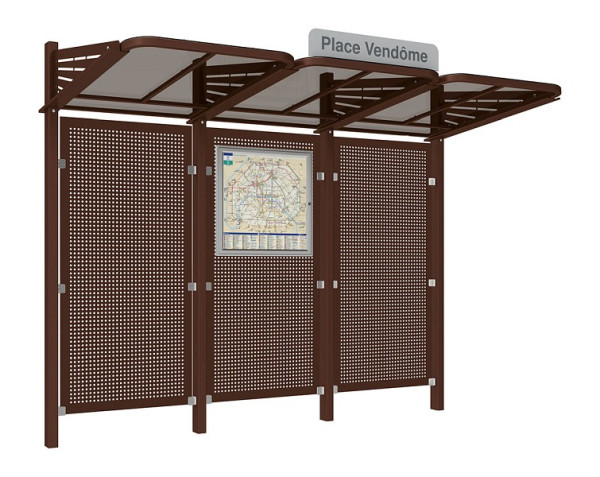 Procity Wartehalle Convi® Mit Blechrückwand - Ohne Seitenverkleidungen, Farbe RAL 8017, 529435.8017