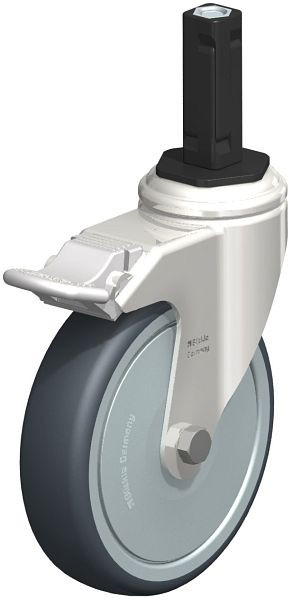 Blickle LKRXA-TPA 126KD-11-FI-FK-EXV12 Edelstahl-Apparate-Lenkrolle mit Expander & Feststeller, Thermoplastisches Gummi-Elastomer, Grau, 853203